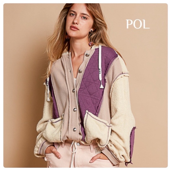 POL Tops - POL Purple Ivory Contrast Jacket Size Large